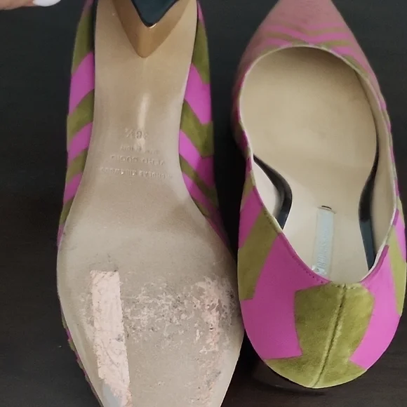 Nicholas Kirkwood Pink and Green Prism Pump Heels marked 38.5 EU fits US 7 - Picture 2 of 5